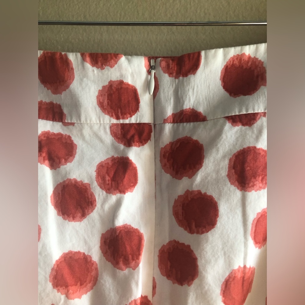 Anthropologie Corey Lynn Calter Skirt Sz 6 White Red Polka Dot Cotton Pencil - Picture 5 of 7